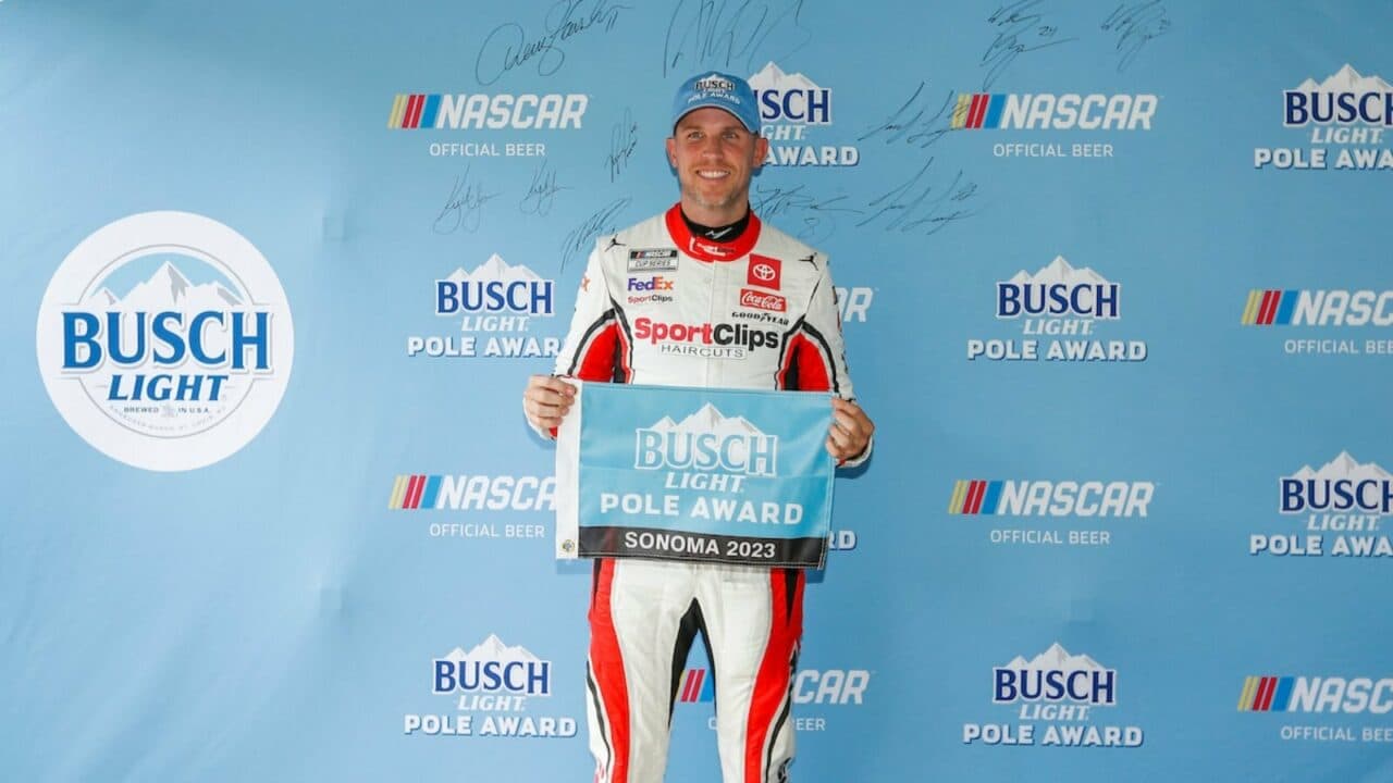 hero image for Denny Hamlin Scores First Sonoma Pole, 38th-Career NASCAR Cup Pole