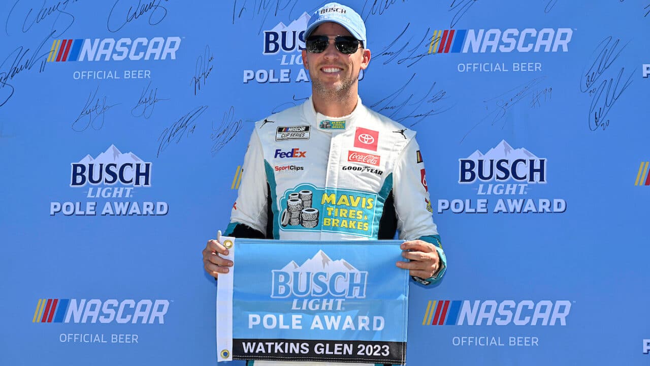 hero image for Denny Hamlin Executes Perfectly to Score 40th Cup Series Pole at Watkins Glen