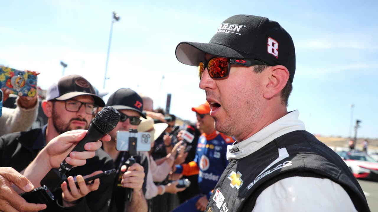 hero image for Kyle Busch Frustrated After Cut Tire in Practice Puts Him in Hole to Start Weekend