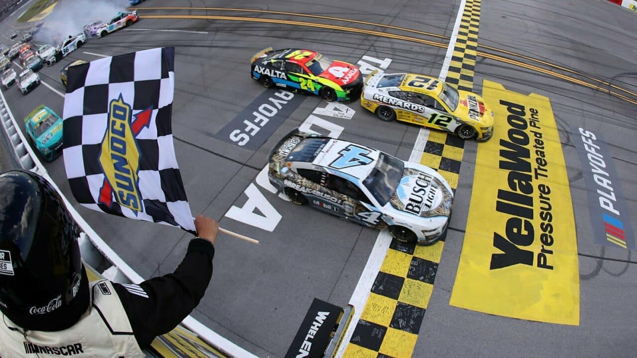 hero image for Ryan Blaney Advances to Round of 8 With Talladega Win; Harvick Disqualified