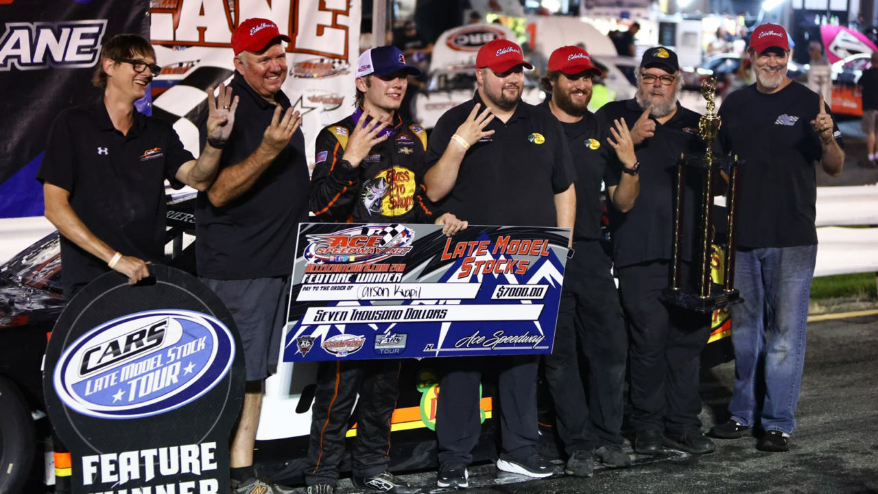 hero image for Carson Kvapil Sweeps CARS Tour Races at Ace Speedway, Scores Fourth Win of 2023