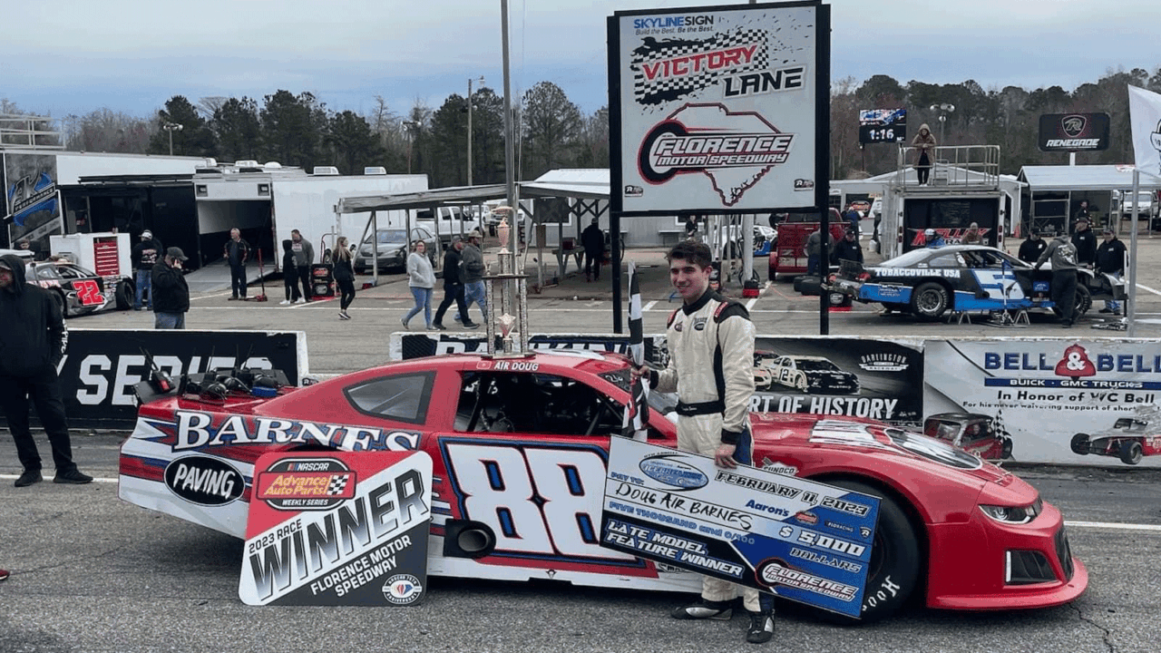 hero image for Doug Barnes Jr. Dominates Icebreaker 125 at Florence Motor Speedway