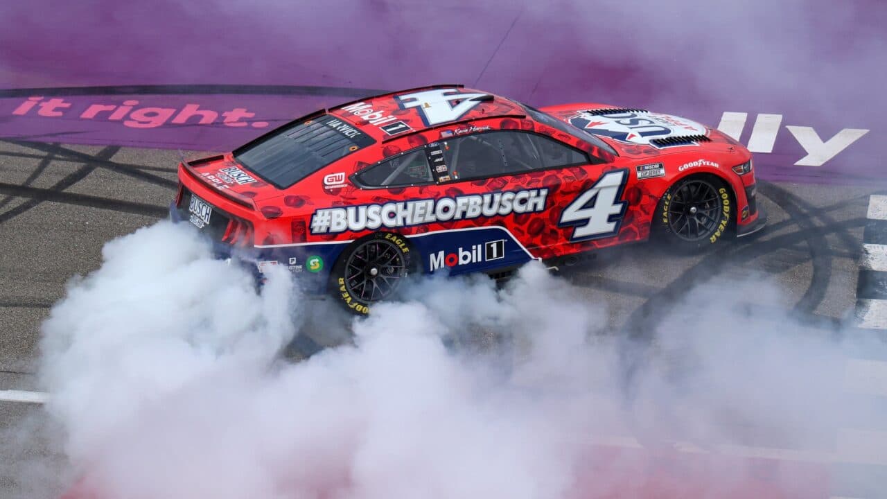 hero image for Kevin Harvick Breaks Long Winless Drought at Michigan