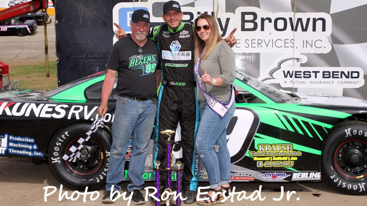 hero image for Berens Scores First Career Pro Late Model Win at Slinger