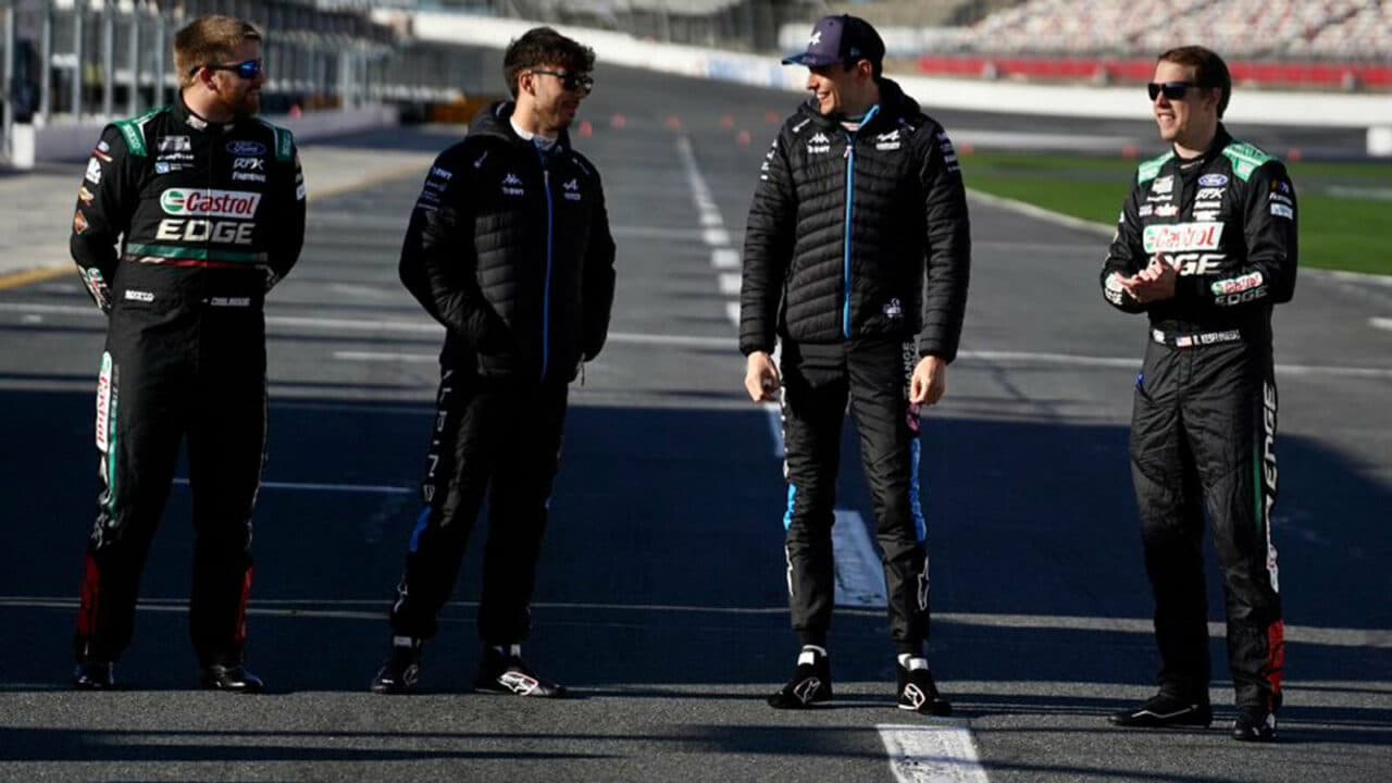 hero image for F1 Meets NASCAR: RFK Racing Hosts Esteban Ocon and Pierre Gasly