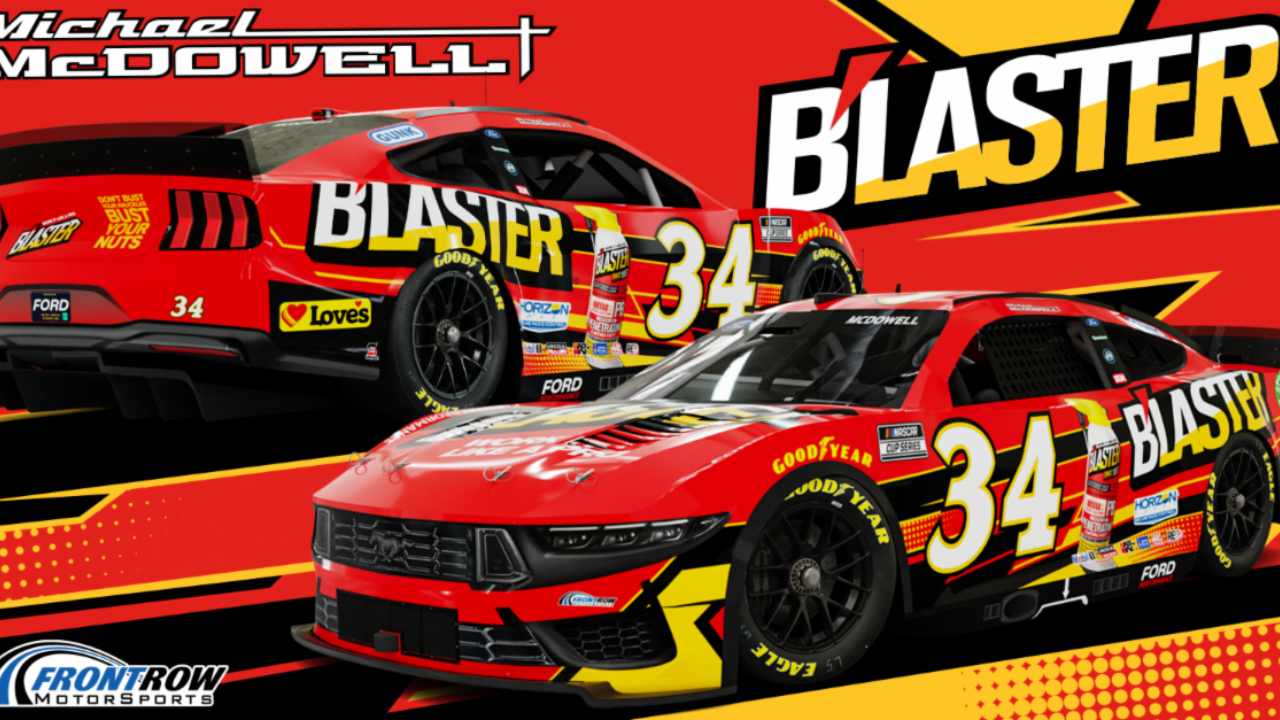 hero image for Front Row Motorsports Lands B'laster as Multi-Race Primary Sponsor in 2024