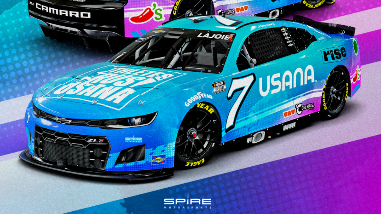 hero image for Corey LaJoie Carrying USANA Colors on Spire Motorsports No. 7 at Las Vegas