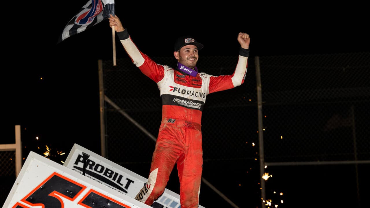 hero image for Kyle Larson Dominates World of Outlaws at Attica