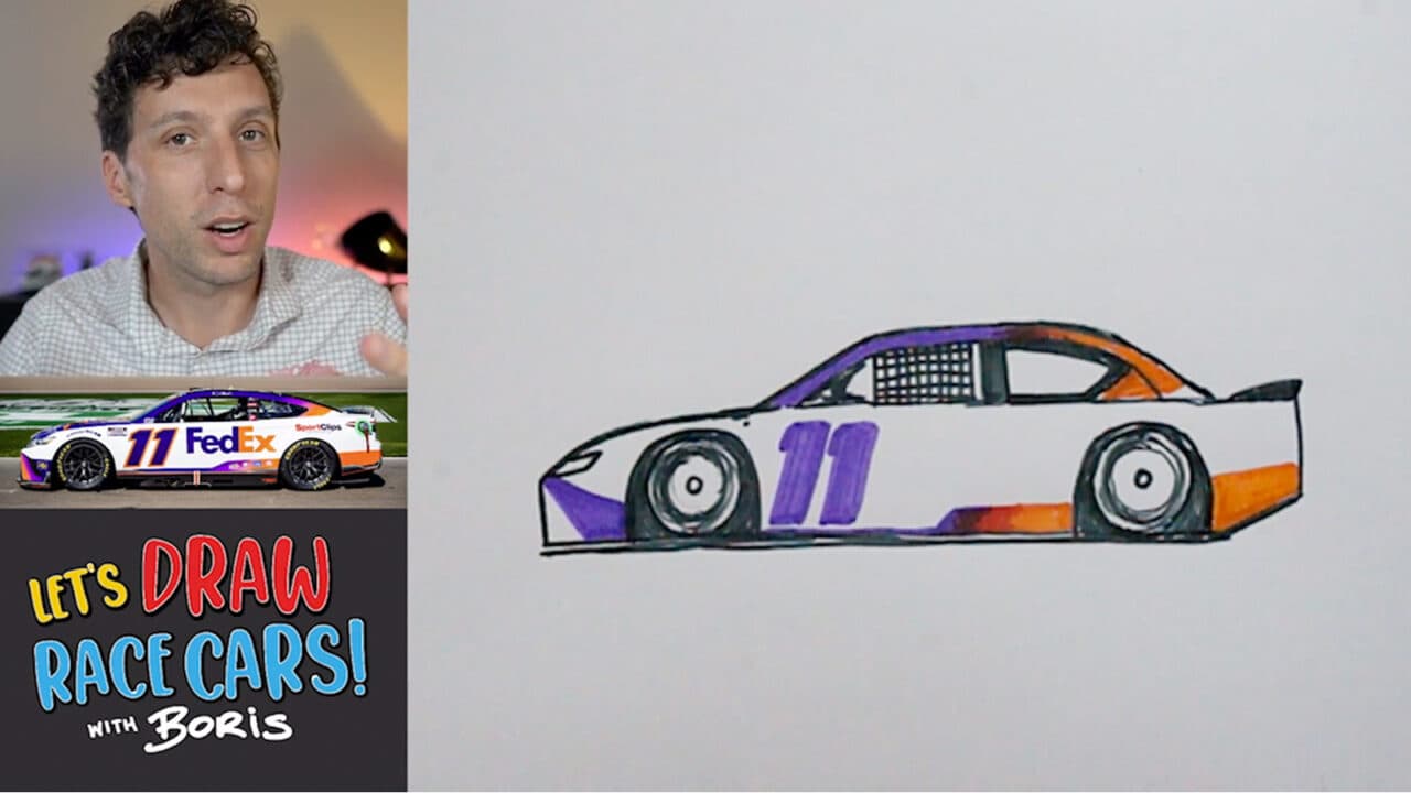 hero image for Let's Draw Race Cars! - Denny Hamlin's FedEx Camry