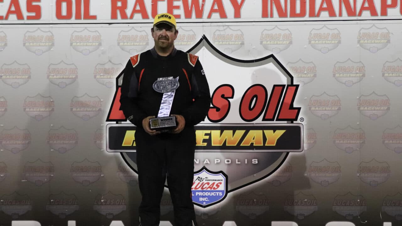 hero image for Fisher Jr. Makes it Two in a Row at IRP After Winning the Fireball Whiskey Circle City 100