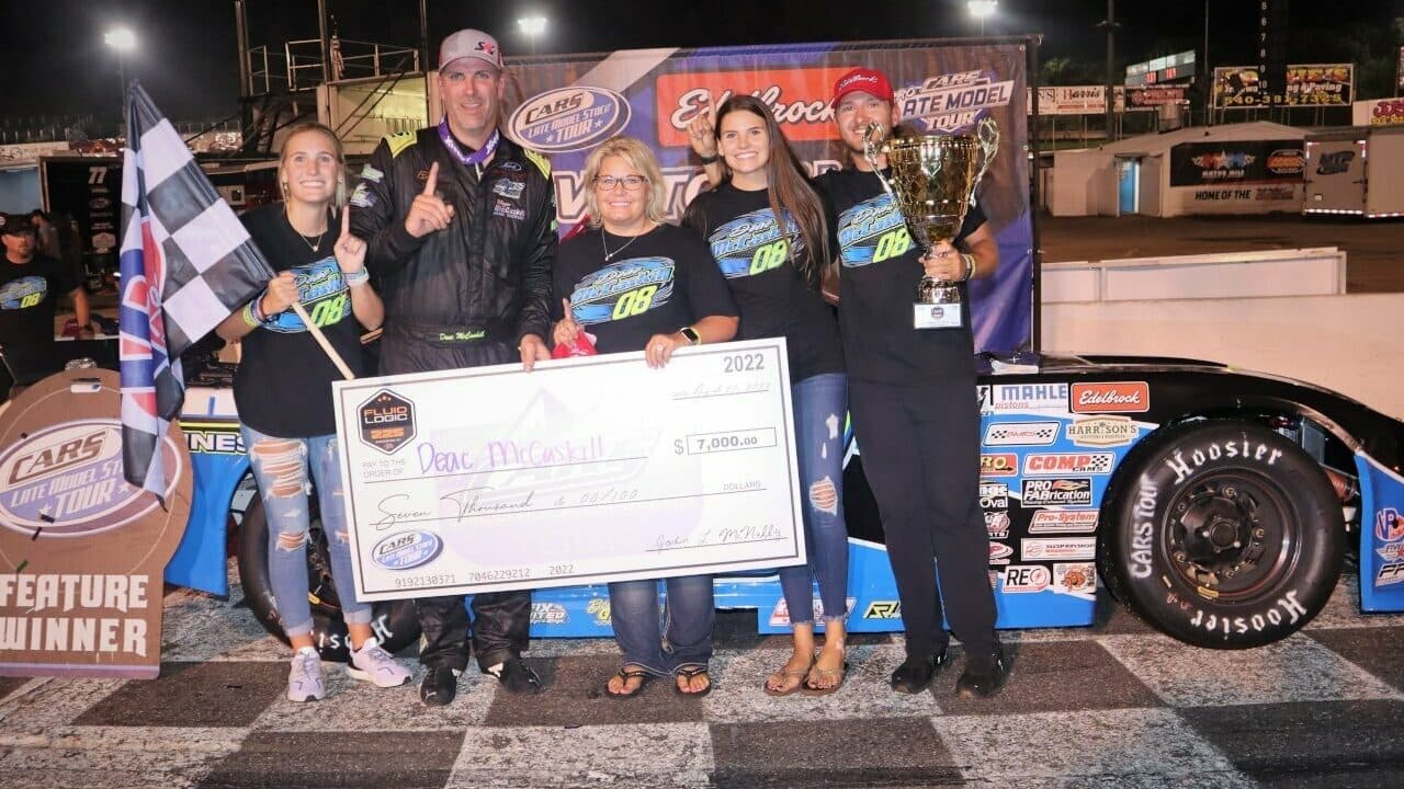 hero image for McCaskill Back in CARS Tour Victory Lane at Motor Mile