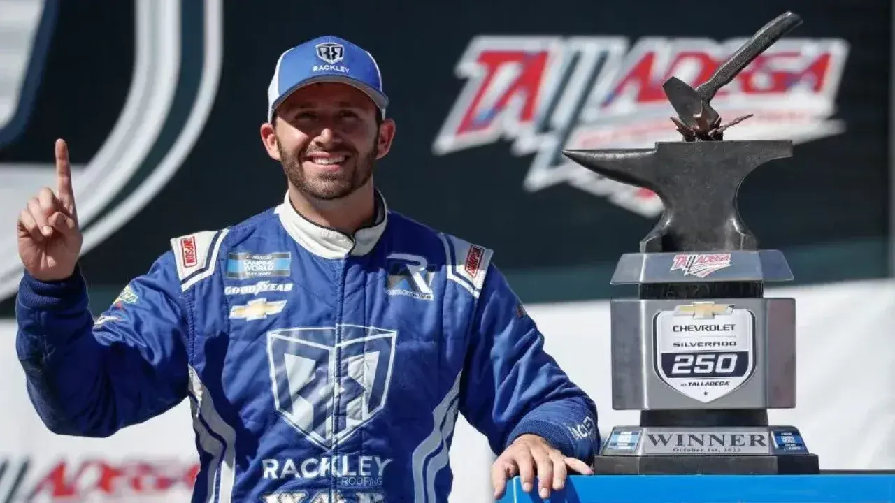 hero image for DiBenedetto Takes First Career NASCAR Win at Talladega