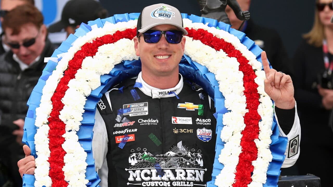 hero image for Kyle Busch Scores Second Win of 2023 in Crash-Filled Finish at Talladega