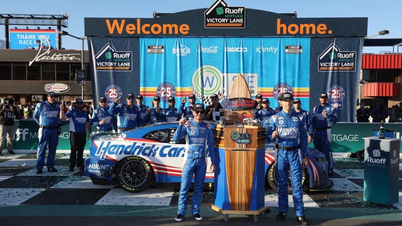 hero image for Kyle Larson Wins Action Packed Fontana Cup Race