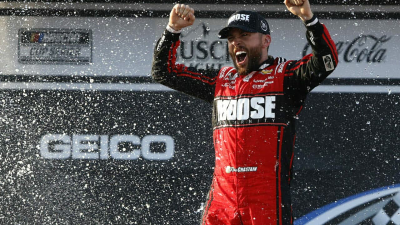 hero image for Ross Chastain Takes Second NASCAR Cup Win at Talladega