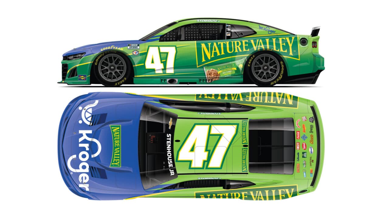 hero image for Stenhouse Jr. Races No. 47 Kroger/Nature Valley Camaro Before Going Back to His Roots