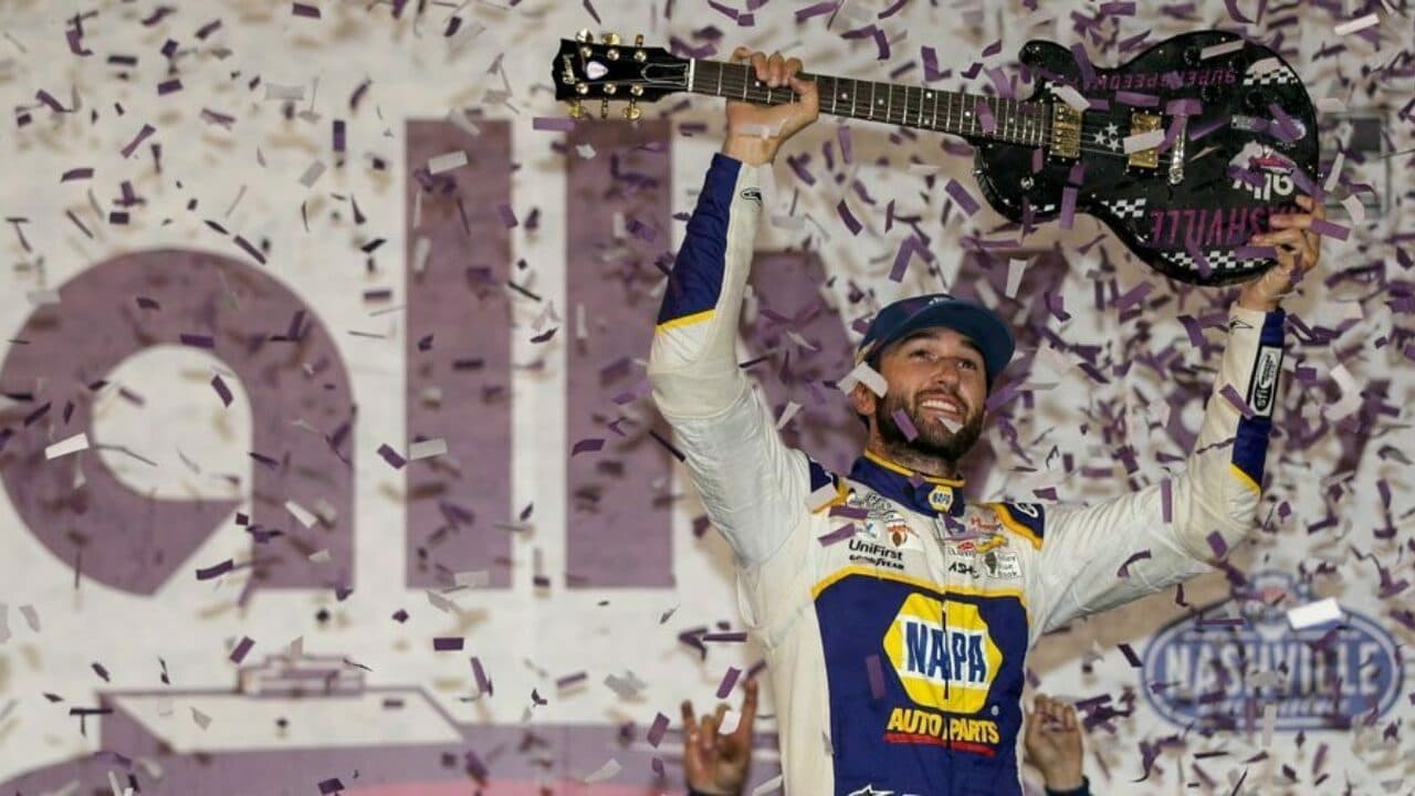 hero image for Chase Elliott Charges to Victory at Nashville Superspeedway