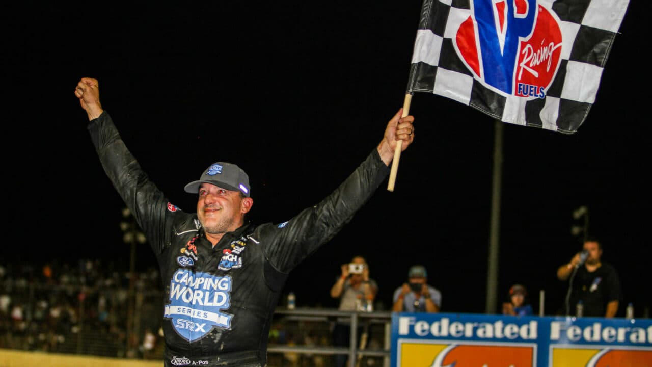 hero image for Tony Stewart Continues Dirt Dominance in SRX Win